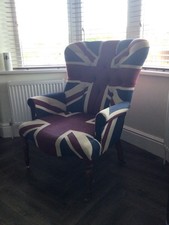 Quality Union Jack Upholstered Wingback Arm Chair