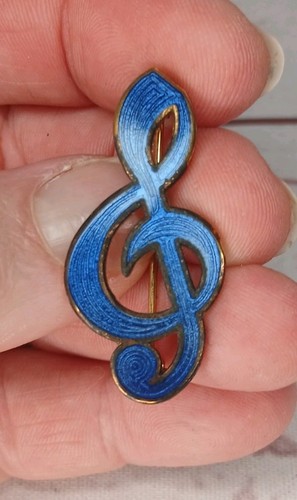 Vintage blue enamel guilloche - blue,
