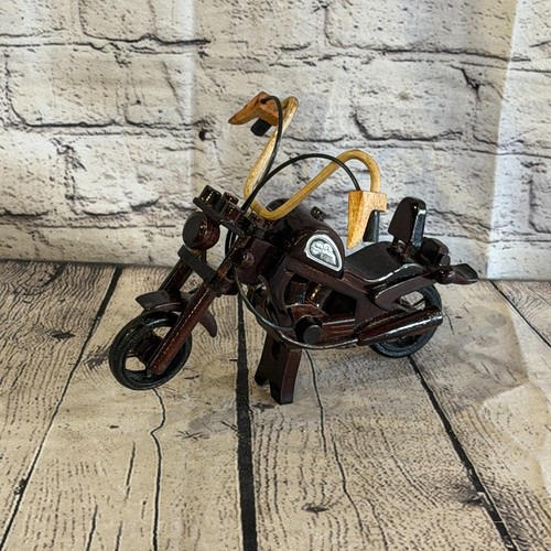 20cm small dark wood motorbike - small,