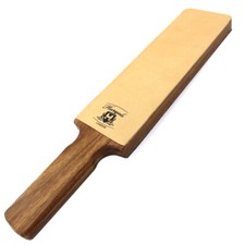 Leather Strop-Professional Barber Paddle Strop Wood Handle for Cut throat Razors