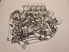 Coventry Climax FWMV 1.5 Litre V8 Formula 1 Engine cutaway drawing A2 paper size