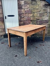 Victorian Farmhouse Pine Table C1890. Country, Kitchen, Dining. 6 Seater. Rustic