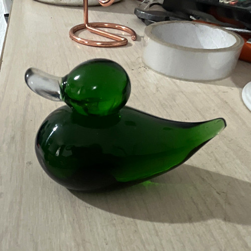 Green clear glass - duck, bird