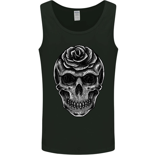 Rose skull biker gothic - rose, mens
