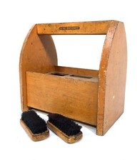 Antique Wooden Shoe Shine Box / Storage Rack / Unit by Kiwi & Brushes 