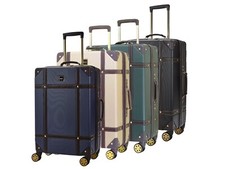 Hard Shell Luggage Suitcase Set Trunk Style Cabin Travel Bags 8 Wheel Retro