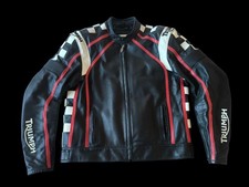Triumph Racing Leather Jacket  Cafe Racer Rocker      SIZE XXL   50UK 60EU