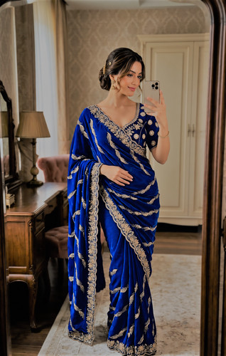 Royal blue silk - royal, heavy