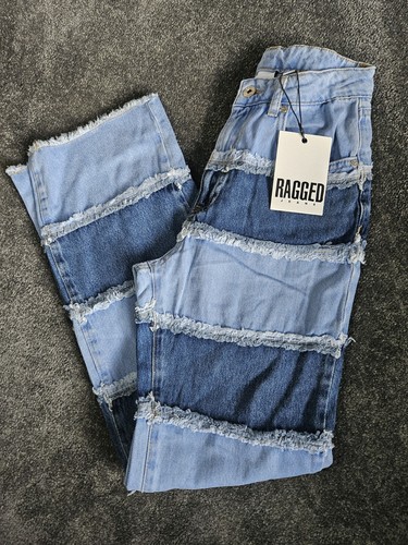 Ragged jeans patchwork wideleg - jeans,
