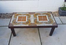Vintage Mid Century Retro Tiled Top 70s  Coffee Table Dark Wood