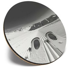 Round Single Coaster  - BW - Skiing Alpine Sport Ski Piste  #36667