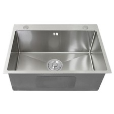 Kitchen Sink Stainless Steel Square Brushed Handmade Commercial Single Bowl