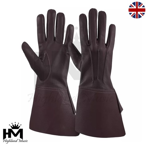Men leather gauntlet gloves - leather,