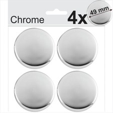 4x 49mm Chome Domed Resin Silicone Wheel trims Centre Cap Hub Caps Badge Emblem