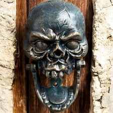 Cast Iron Skull Face Door Knocker Bronze Gothic Skeleton Vintage Door Rare Gift
