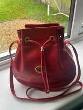 Red leather bucket bag