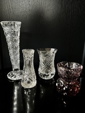 4 Small Cut Glass Bud Vases