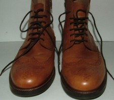    Jones Fletcher Tan Leather Brogue Boots With Goodyear Welter Soles Size 10UK 
