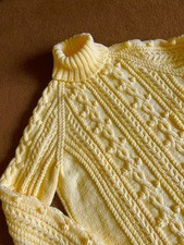 SUNSHINE LEMON HAND-KNIT ARAN SWEATER