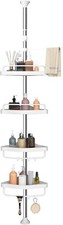 GOOPOOL Telescopic Shower Caddy White Without Drilling Corner Bathroom Shelves S