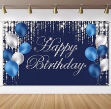 Blue Happy Birthday Backdrop