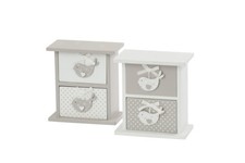 Grey / White Wooden 2 Drawer