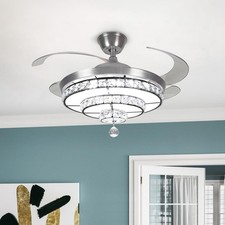 Modern Crystal Chandelier-Depuley Ceiling Fan 3 blade with Lights & Remote 