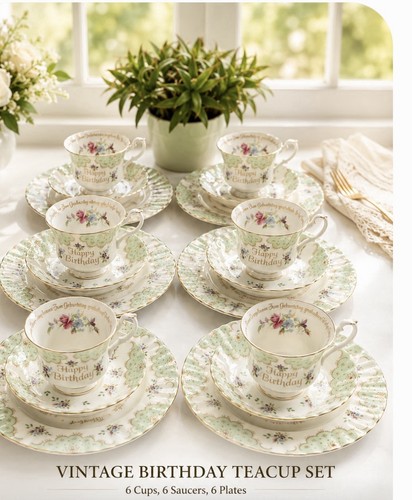 Vintage birthday teacup set - vintage,