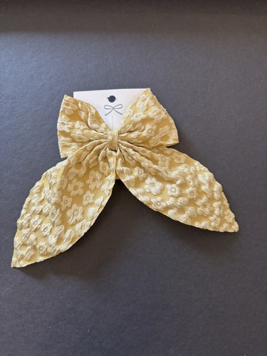Mustard yellow floral hair bow - hair,