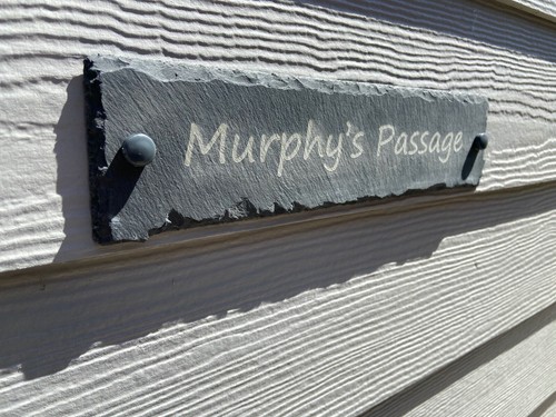 Rustic slate house gate sign - house,