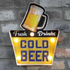 Beer Light Up Sign Tin Metal