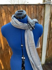 Silver Grey Scarf with Beaded