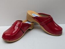 ORTHOPEDIK Natural Leather Swedish Wooden Clogs Mules Shoes sz 38 UK 5 VGC 