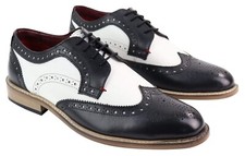 Mens Black Gatsby Oxford Leather Shoes Laced Brogue Dance Tuxedo Fancy Dress
