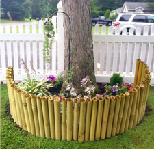 1m Garden Bamboo Edging Lawn Border Flowerbed Support Wooden Mini Fence Outdoor