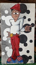 Graffiti Characters On Ply Wood X2 21x37cm 80s V 2000s