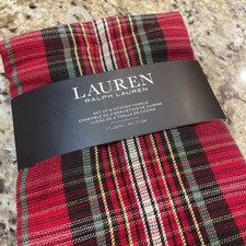 ✨Ralph Lauren Christmas Tartan Plaid Set Of 2 Kitchen Towels 100% Cotton✨