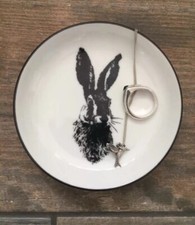 New H&M Rabbit Sweet Little Round Ceramic Jewellery Ring Trinket Dish plate BNIB