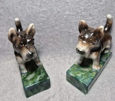 Vintage Japan Scottish Terrier Scottie Puppy Dogs Figurines Mantel Book Ends 