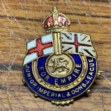 JUNIOR IMPERIAL & CONS. LEAGUE FOR EMPIRE ENAMEL BADGE OLD CROWN MADE W.O.LEWIS