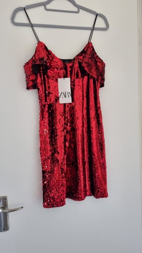 Bnwt zara sequin dress - zara, red