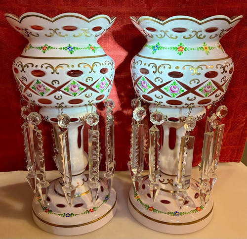 Pair bohemia hand painted - bohemia, hand-painted