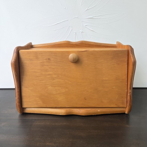 Vintage wood bread box with - vintage,