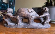 Vintage carved wood pig - carved,