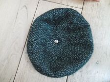 MONSOON ACCESSORIZE BLACK GOLD WOVEN BERET HAT SHABBY CHIC LINED DIAMANTE NEW