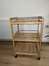 Bamboo 3-Tier Storage Trolley with Wheels 