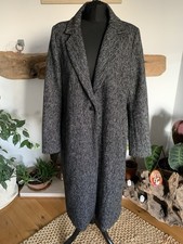 Zara Long Wool Mix Coat - Size
