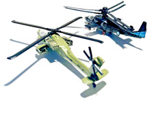 1:100 Diecast  Model Attack Helicopter Kamov Ka-52 Alligator Boeing AH-64 Apache