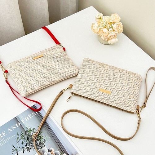 Hand woven straw crossbody - hand-woven, bag