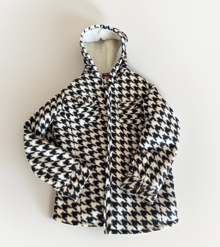 Black and white fleece hoodie - fleece,